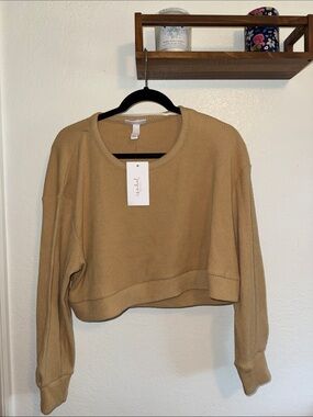 Isabel Maternity Tan Long Sleeve Crop Top Size L